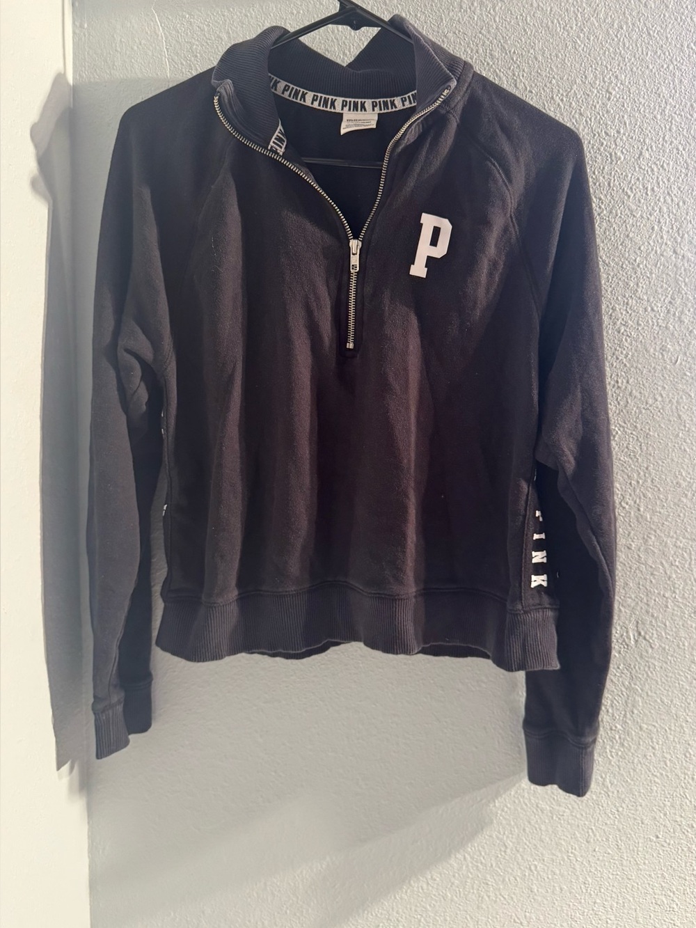 Victoria's Secret PINK Black Half-Zip Sweater